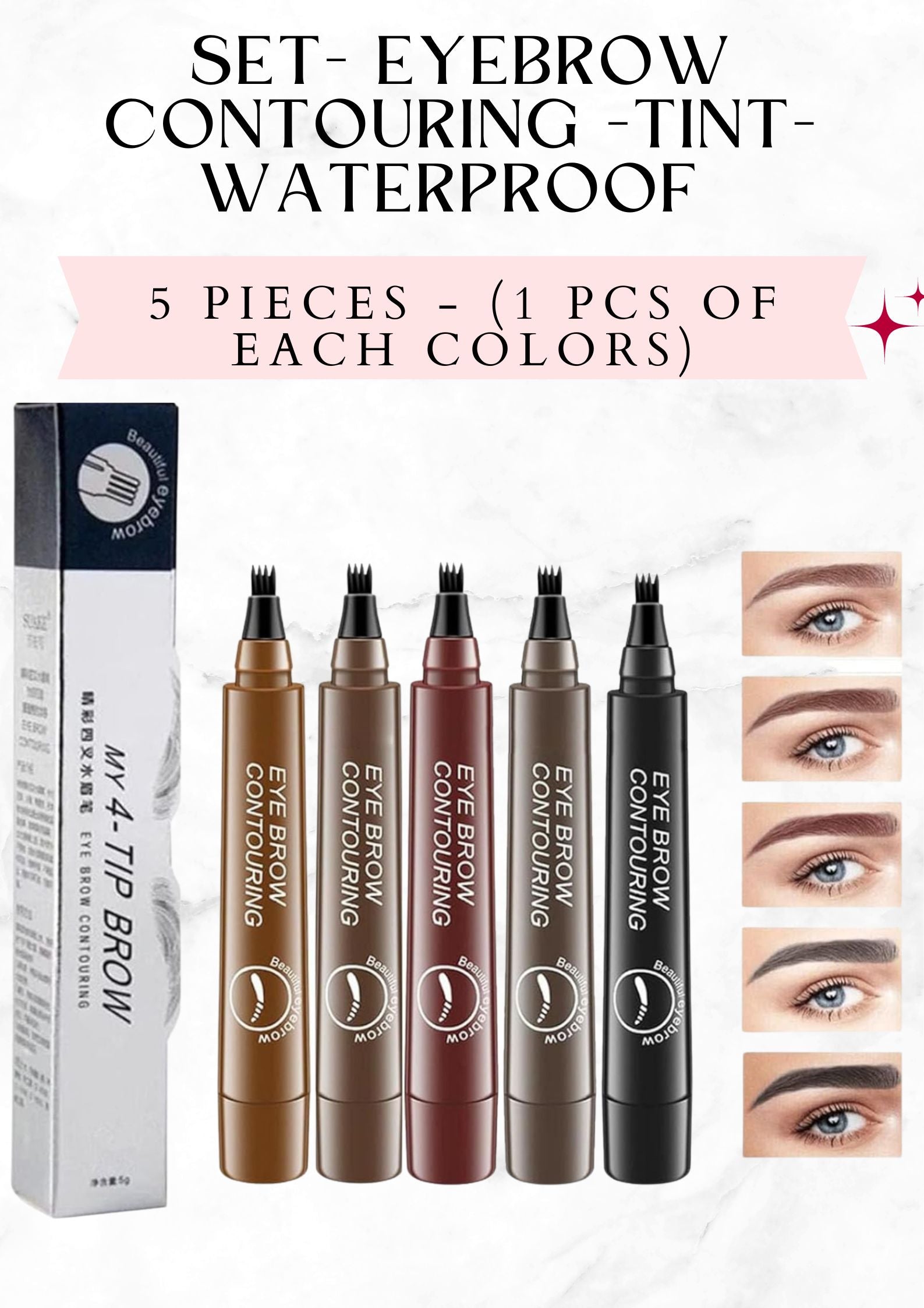 SET- EYEBROW CONTOURING -TINT-WATERPROOF-(5pcs)