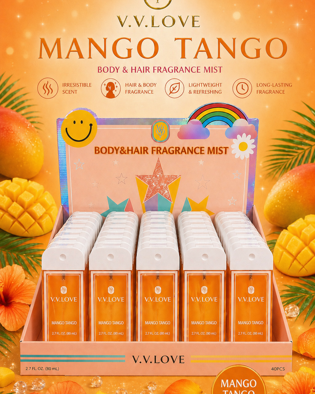 MANGO TANGO- BODY & HAIR FRAGRANCE MIST - Vv love ( 40 pcs box ) 80 ml per each