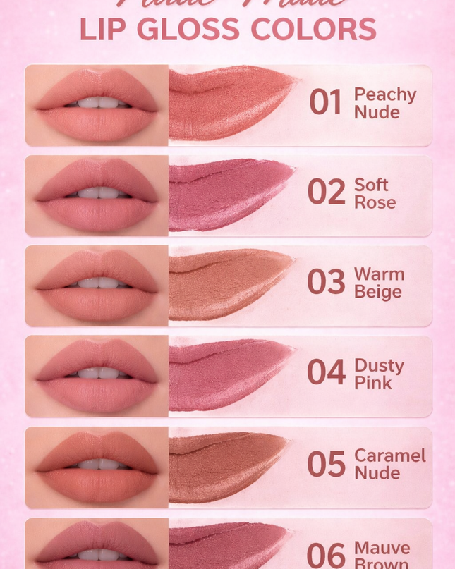 HUDA MATTE LOVE LIPGLOSS NUDE COLORS- 24 pcs box #Y2711