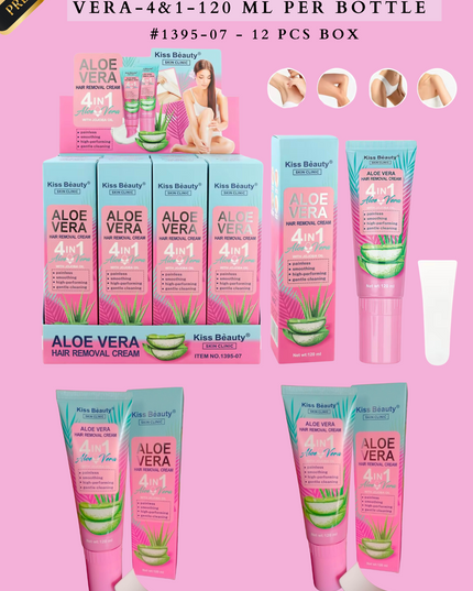 HAIR REMOVAL CREAM - ALOE VERA-120 ML PER BOTTLE #1395-07 - 12 PCS BOX