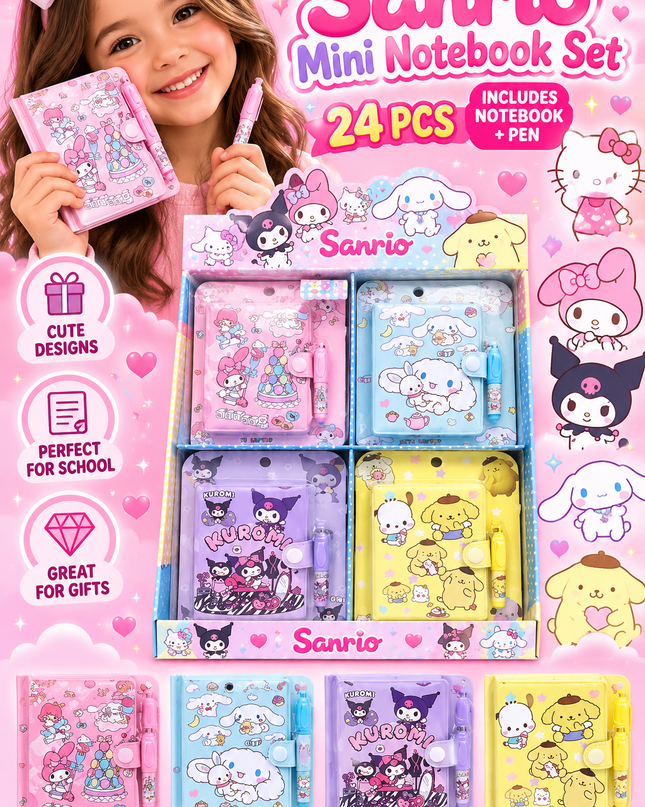 SANRIO NOTEBOOKS with pen  24  PCS display