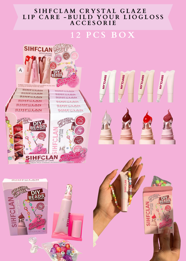 SIHFCLAM CRYSTAL GLAZE LIP CARE -BUILD YOUR LIPGLOSS ACCESORIE (12 PCS BOX)