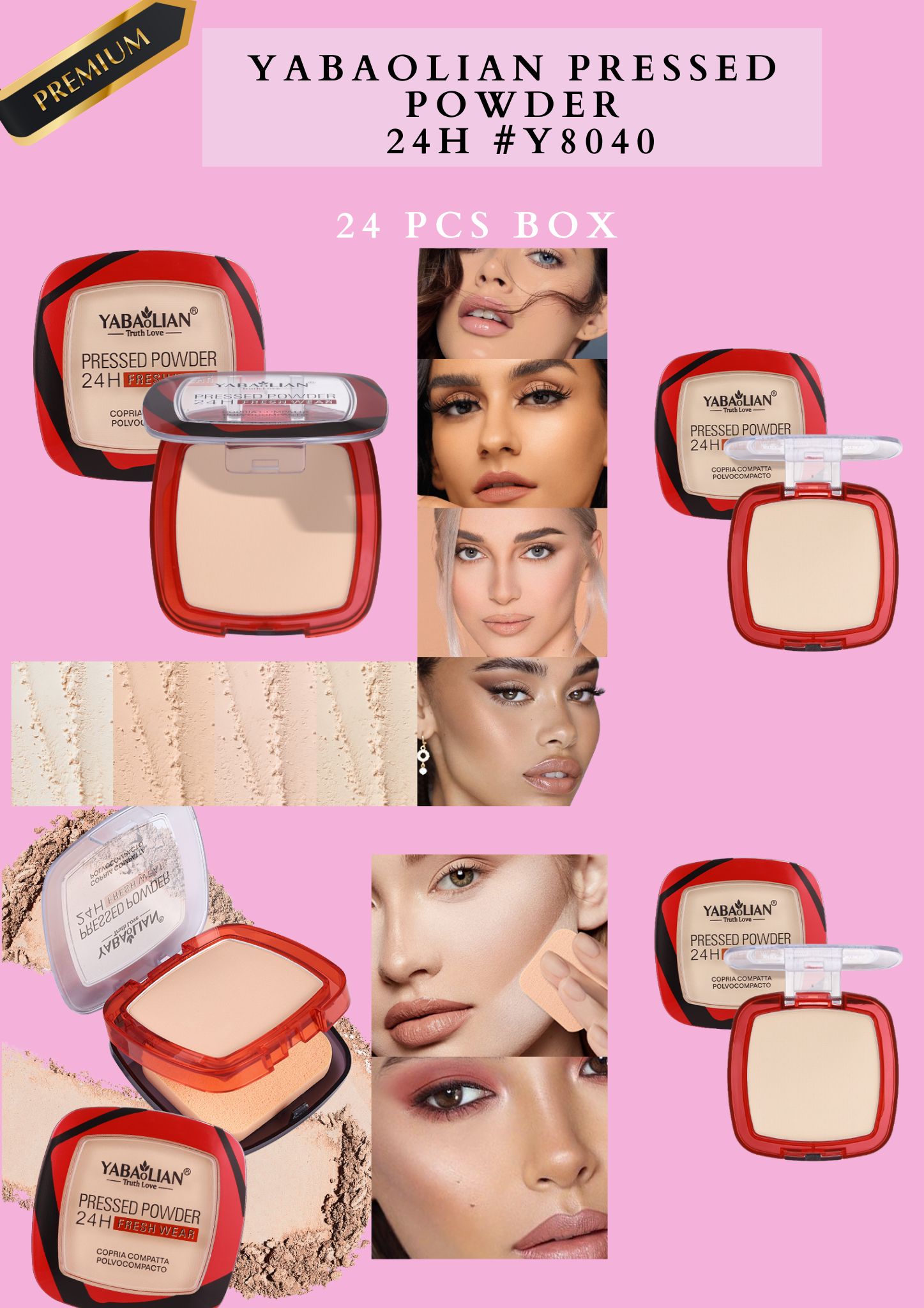 YABAOLIAN PRESSED POWDER 24H #Y8040 ( 24 pcs box)