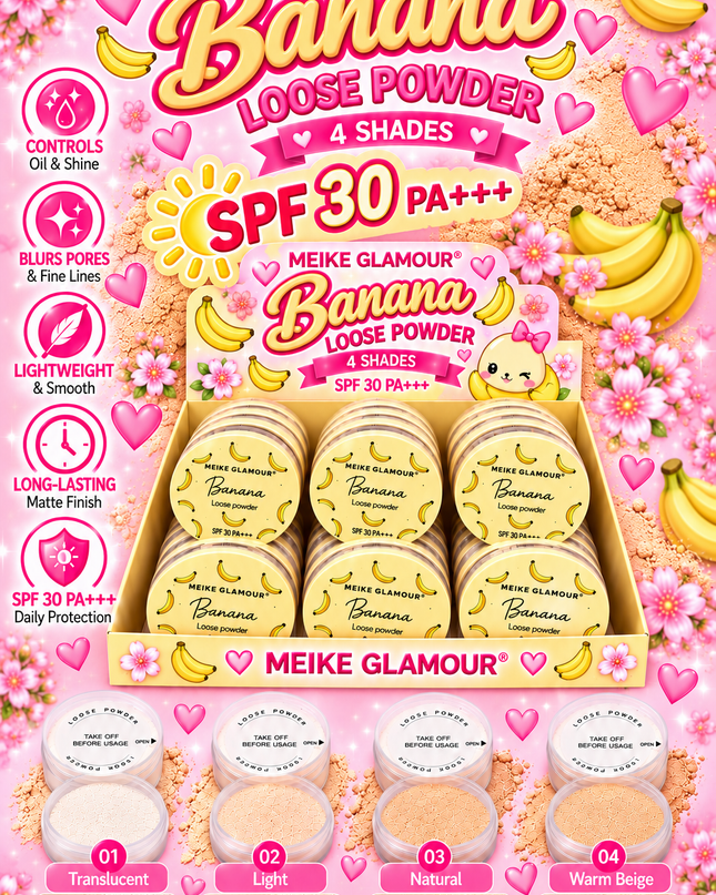 BANANA LOOSE POWDER with SPF 30 - 12 pcs box- Meike glamour - Mk503 (G8)