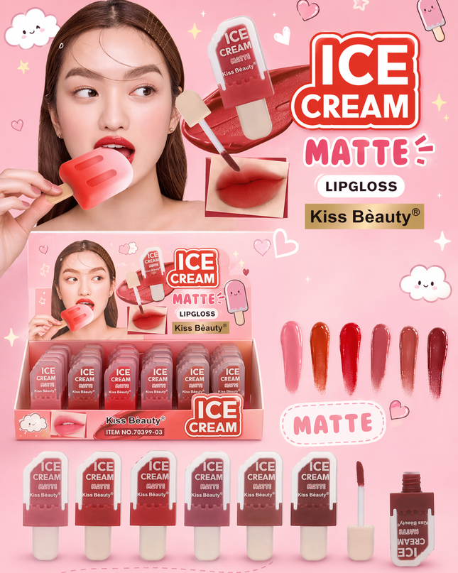 KISS BEAUTY- ICE CREAM MATTE - nude colors 24 pcs(  #70399)