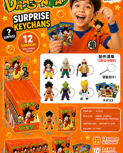 SURPRISE KEYCHAIN - 12 pcs box ( choose your favorite cartoon)