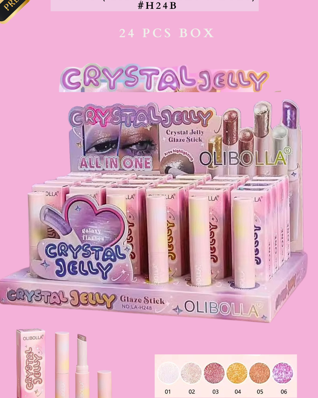 CRYSTAL GLAZE JELLY 3 IN 1 ( LIPS, CHEEKS & EYES) # H24B (24 PCS BOX)
