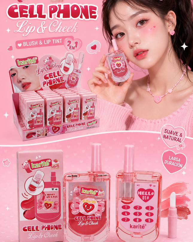KISS BEAUTY Cellphone lips & cheeks    24 pcs box - (#karite)
