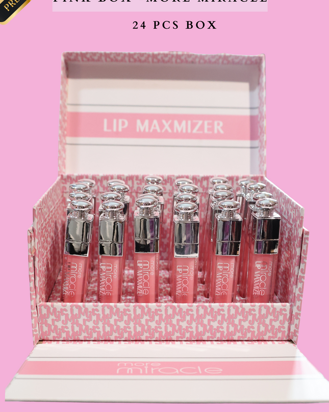 LIPGLOSS MAXIMIZER (plumping )DIO PINK BOX -MORE MIRACLE 24 PCS BOX .