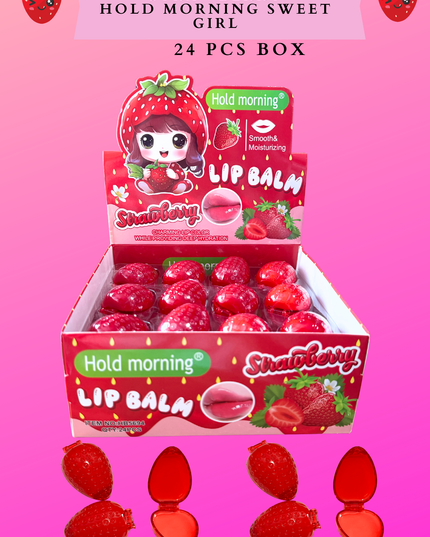 DOUBLE LIP BALM STRAWBERRY HOLD MORNING SWEET GIRL -24 PCS BOX