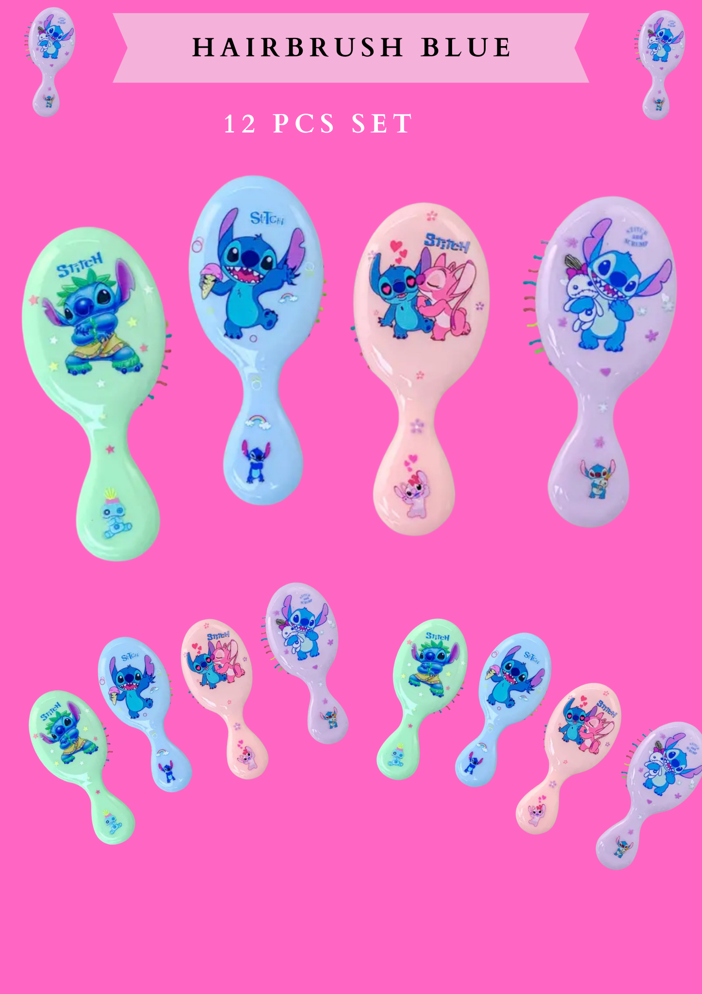 HAIRBRUSH BLUE 12 PCS SET