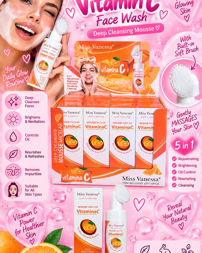 FACIAL WASH-VITAMINA C -MOUSSE MICELAR  -Miss Vanessa-12PCS -G3293 (L46)