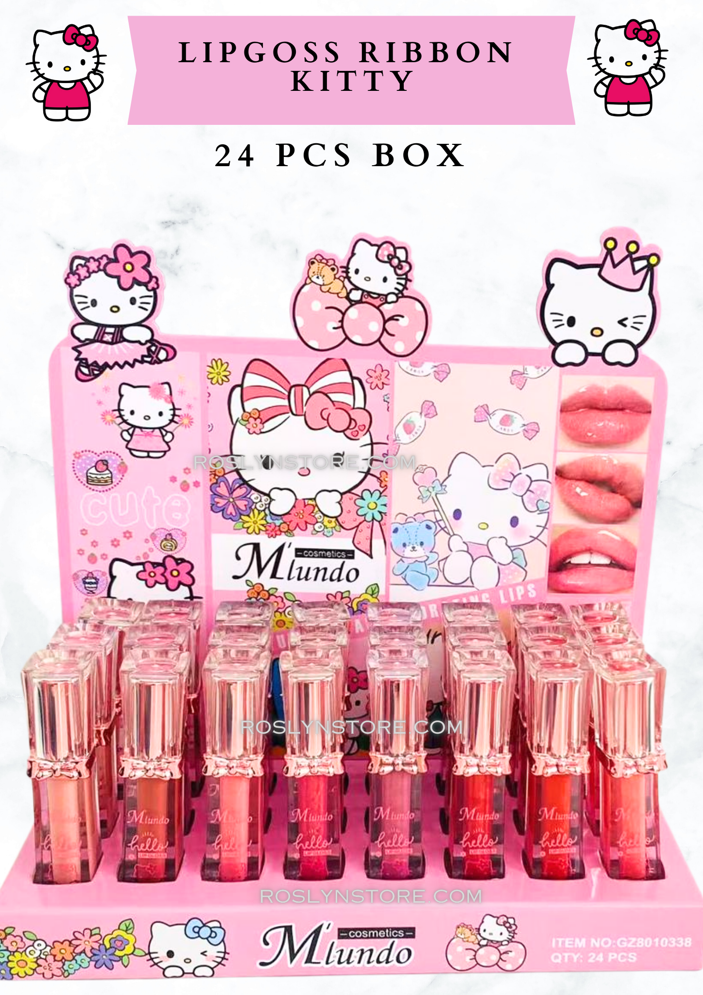 Lipgloss ribbon  kitty - 24 pcs