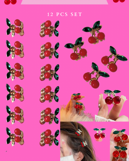 CHERRY  hair clip  (#RS57144) - 12 PCS SET