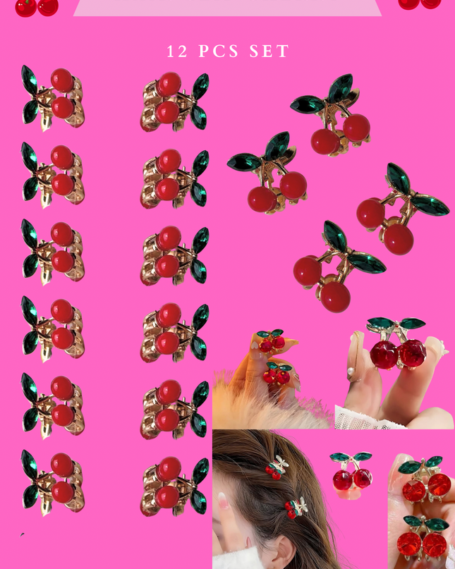 CHERRY  hair clip  (#RS57144) - 12 PCS SET