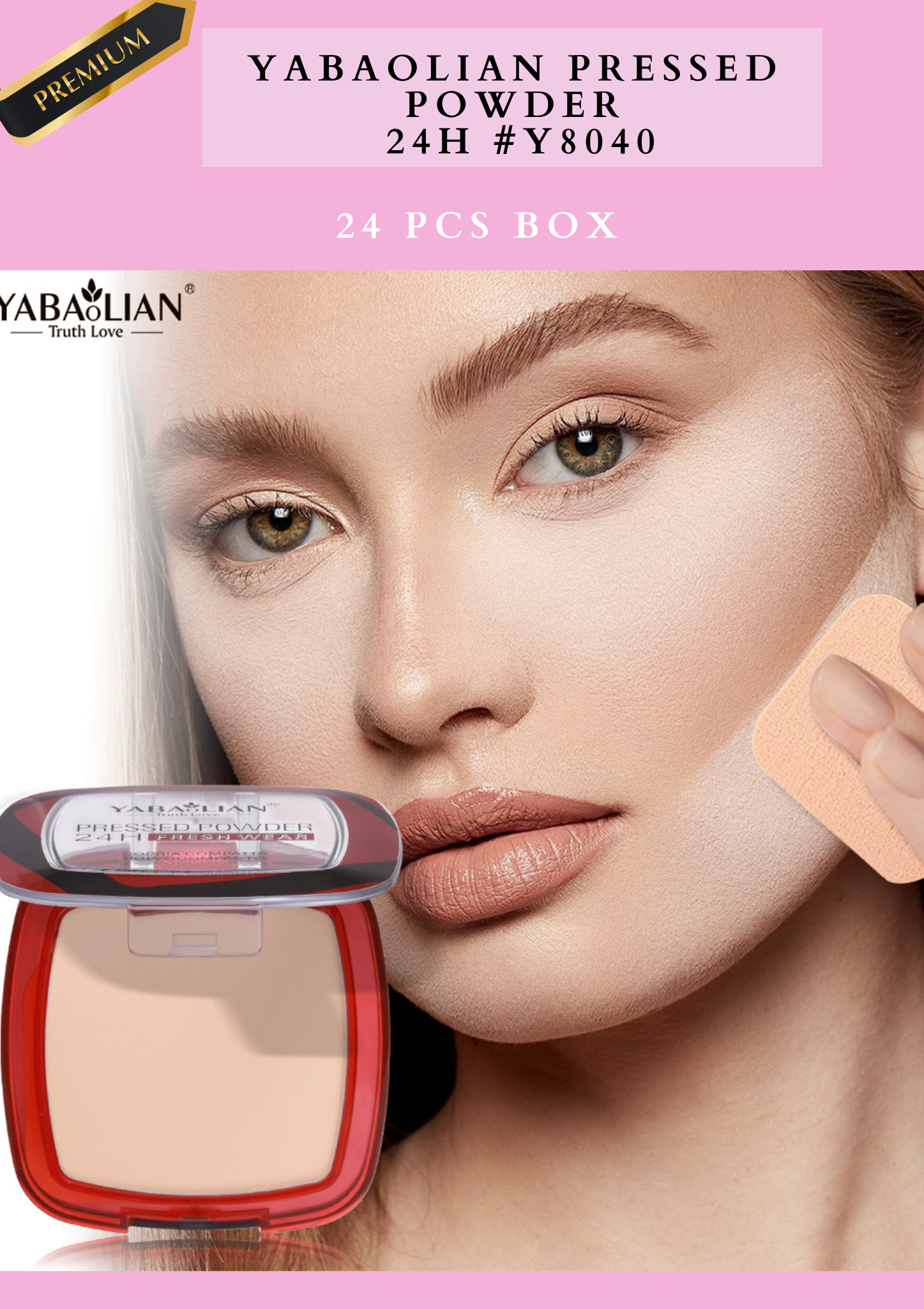 YABAOLIAN PRESSED POWDER 24H #Y8040 ( 24 pcs box)