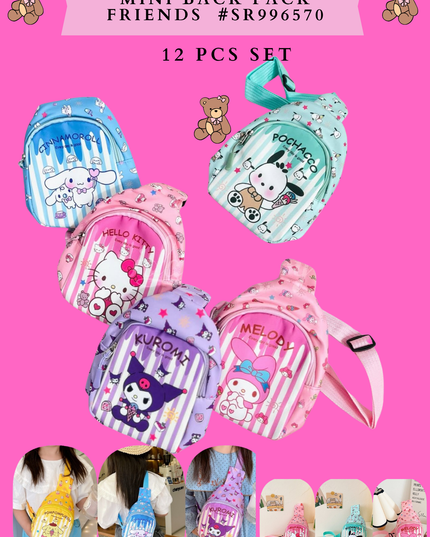 MINI BACK PACK FRIENDS #SR996570  - (12 PCS SET)
