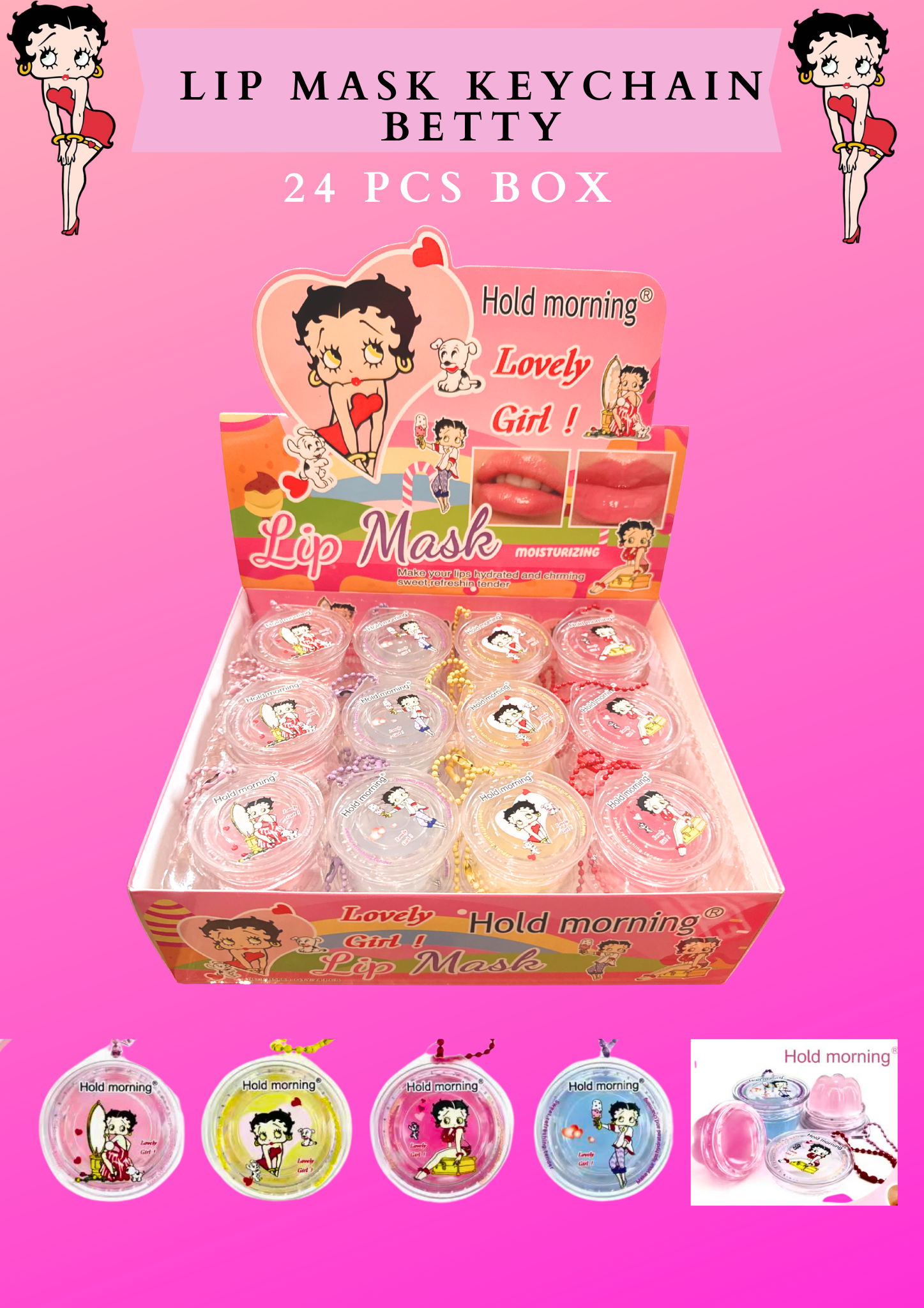 LIP MASK KEYCHAIN BETTY 24 PCS BOX ( HB5668)