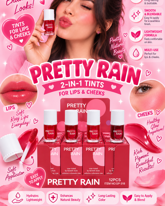 BEAUTY TINT double use for lips & cheeks - PRETTY RAIN 12 pcs box - #SP318