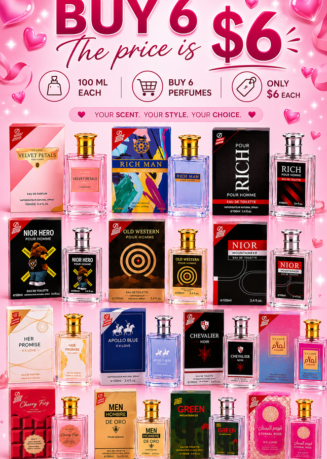 PERFUME 100 ml ( buy 6 pcs any style price is $6 per each)