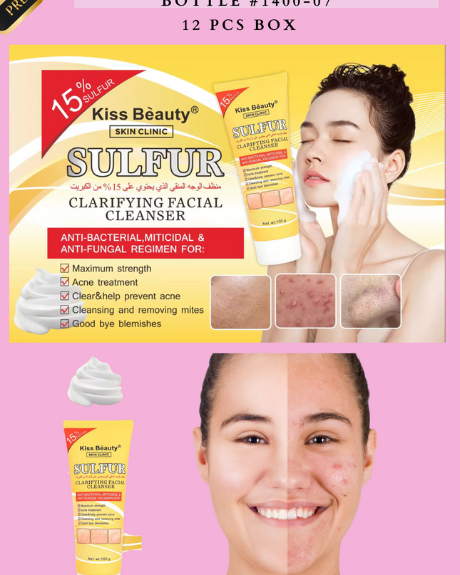 FACIAL CLEANSER SULFUR ACNE TREATMENT -100 GR PER BOTTLE #1400-07 12 PCS BOX