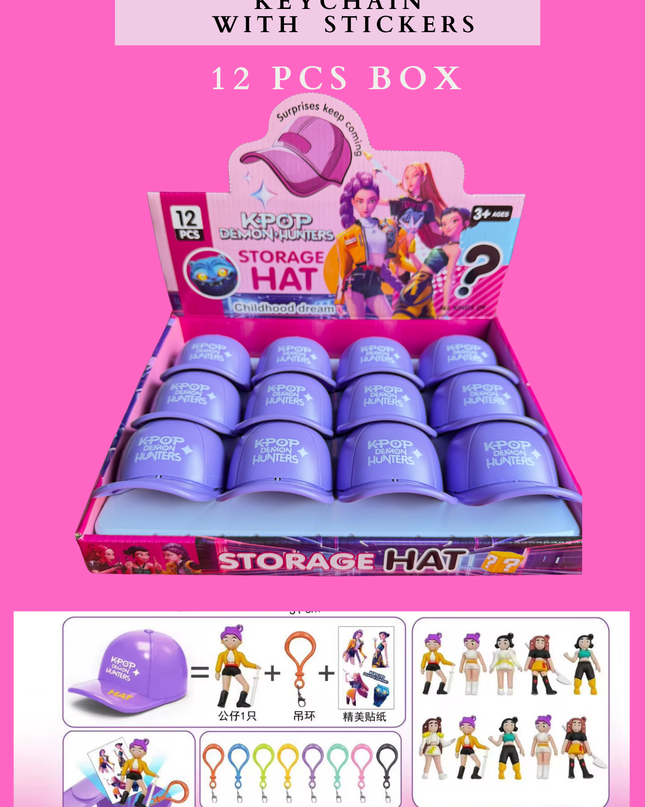 KPOP SURPRISE CAPS KEYCHAIN WITH STICKERS 12 PCS BOX