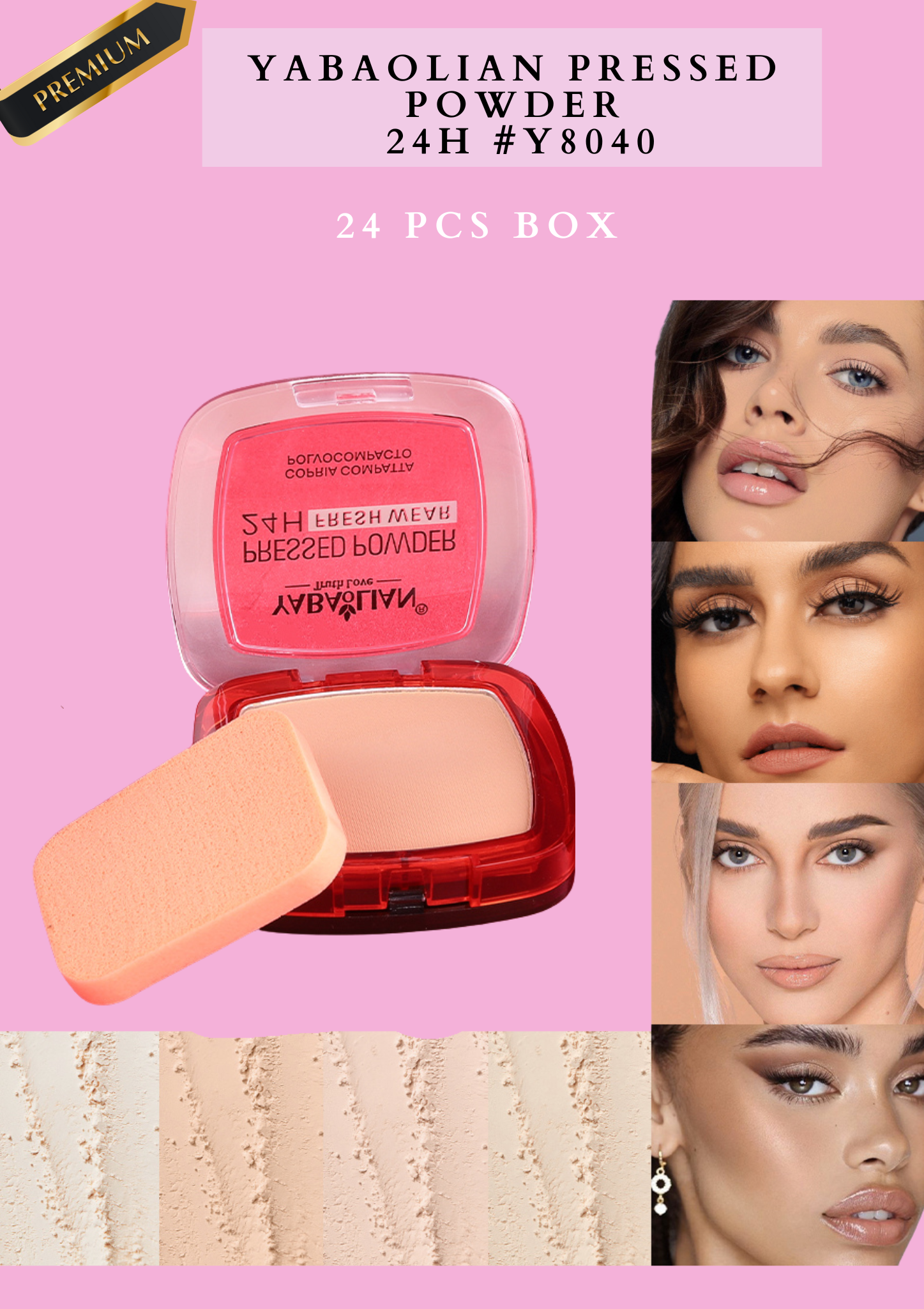 YABAOLIAN PRESSED POWDER 24H #Y8040 ( 24 pcs box)