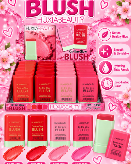 BLUSH STICK -ON THE GLOW  -HUAXIABEAUTY- 24 PCS BOX (Cod 6497)
