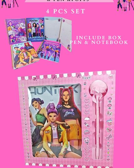 GIFT BOX NOTEBOOK & PEN KPOP #3 ( 4 pcs set) ( big size)