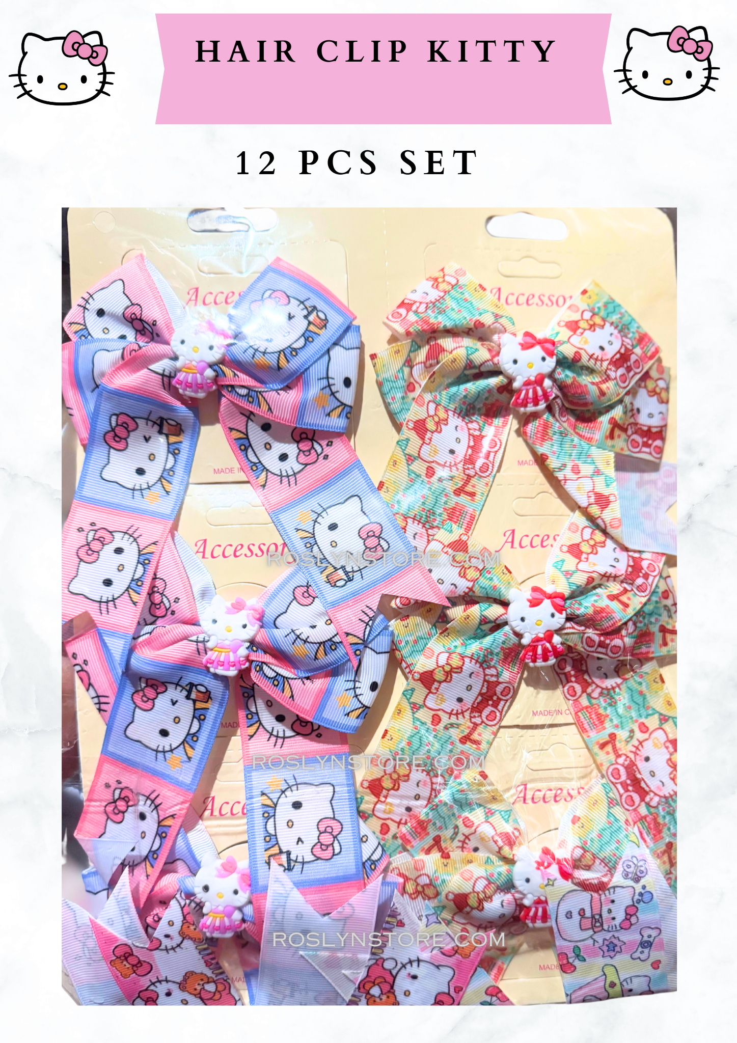 HAIR CLIP - 12 PIECES -kitty