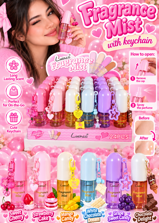 KEYCHAIN 24 pcs box - LUENCO SPRAY PERFUME (code luenco 24p)