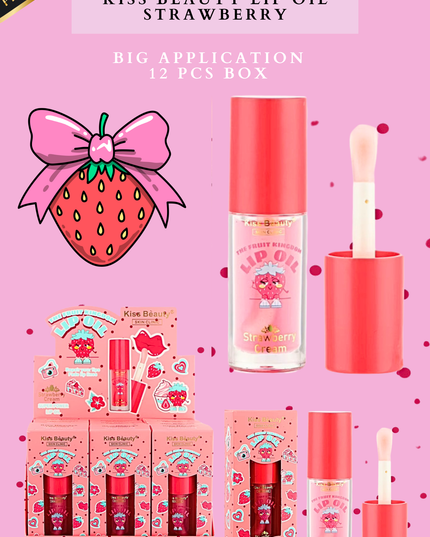 KISS  BEAUTY  LIP  OIL Strawberry - 12 pcs box ( big applicator)