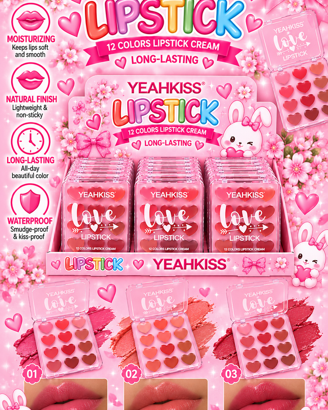 YEAHKISS- LIPSTICK PALET- 24 pc -(box #202537) (B10)