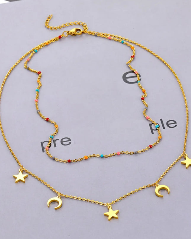 DOBLE necklace (colors) 18k Gold Filled/ doble Chain- non tarnish - stainless steel