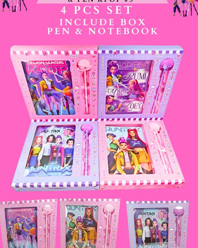 GIFT BOX NOTEBOOK & PEN KPOP #3 ( 4 pcs set) ( big size)