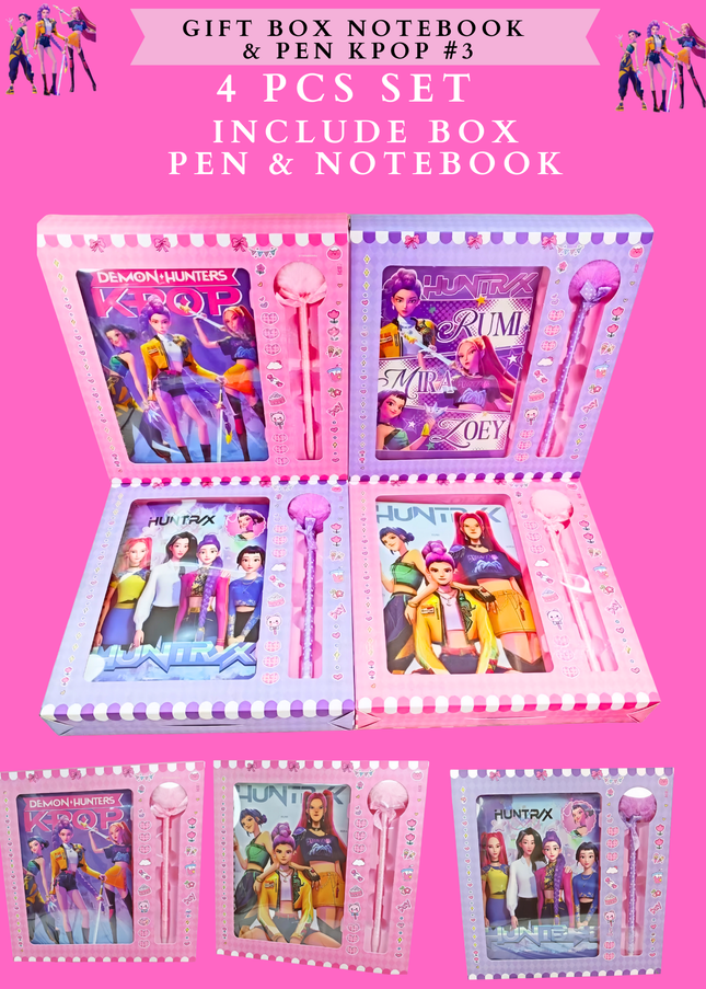 GIFT BOX NOTEBOOK & PEN KPOP #3 ( 4 pcs set) ( big size)