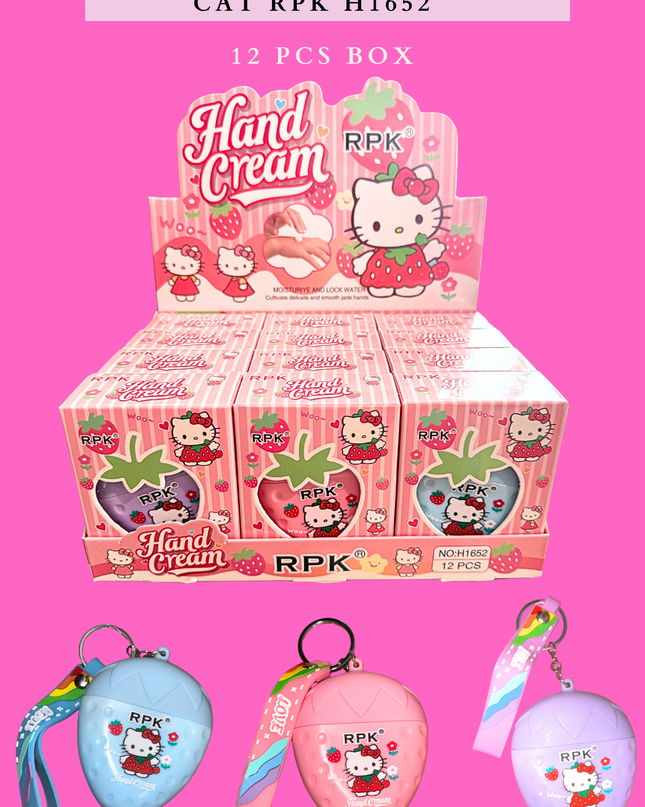 HAND CREAM KEYCHAIN CAT RPK H1652 12 PCS BOX