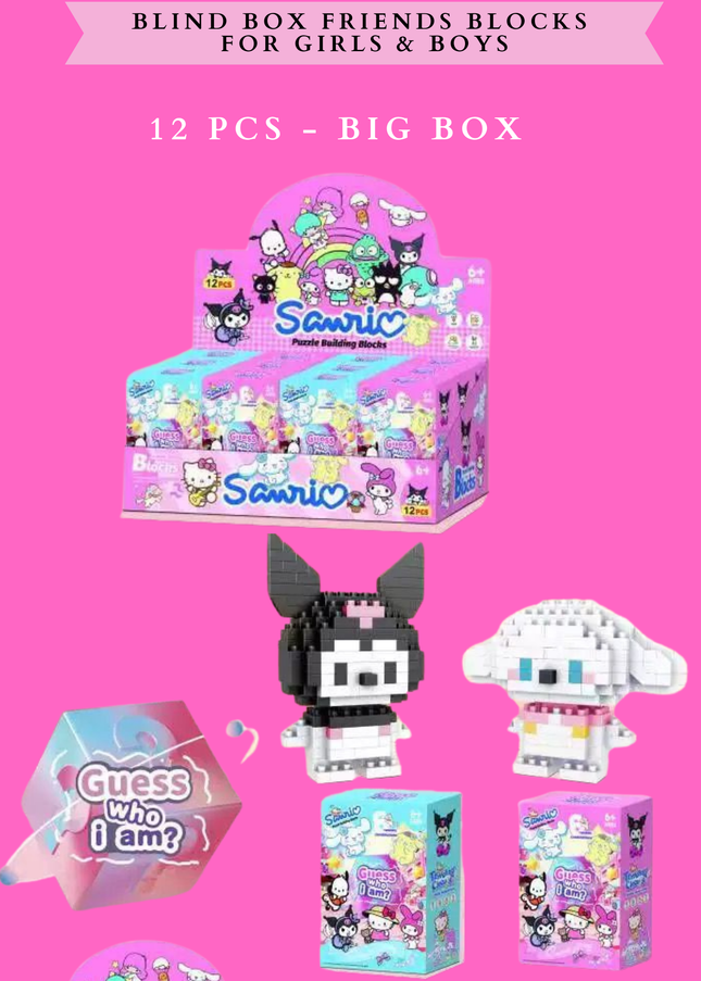 BLIND BOX FRIENDS BLOCKS FOR GIRLS & BOYS 12 PCS - BIG BOX