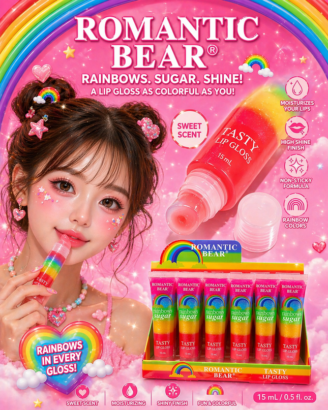 LIPGLOSS RAINBOW 24 pcs romantic Bear ( #tastyR11)