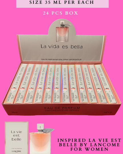 La vida es bella travel size 35 ml per each  -24 pcs box