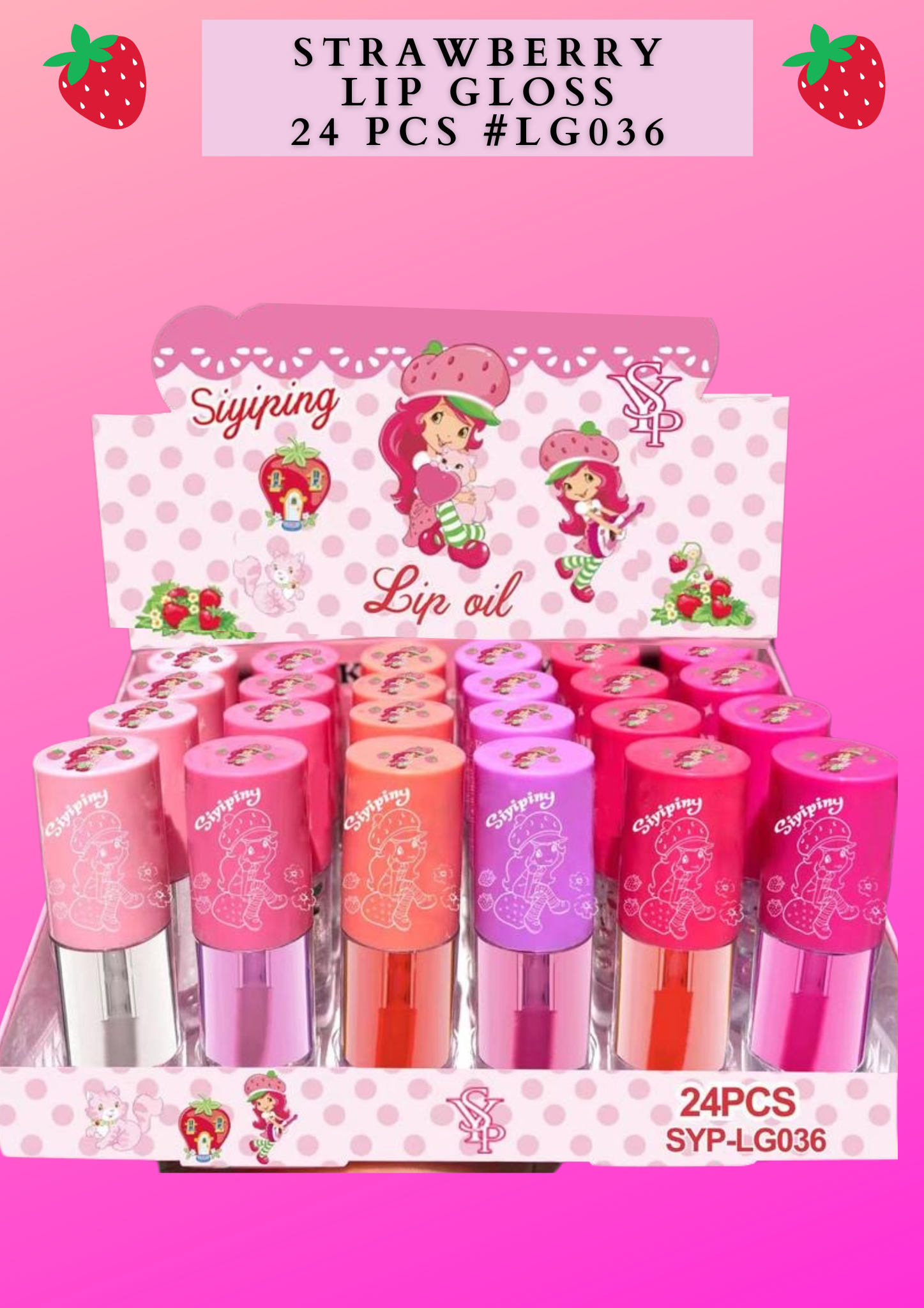 STRAWBERRY LIPGLOSS - 24 PCS ( #LG036)