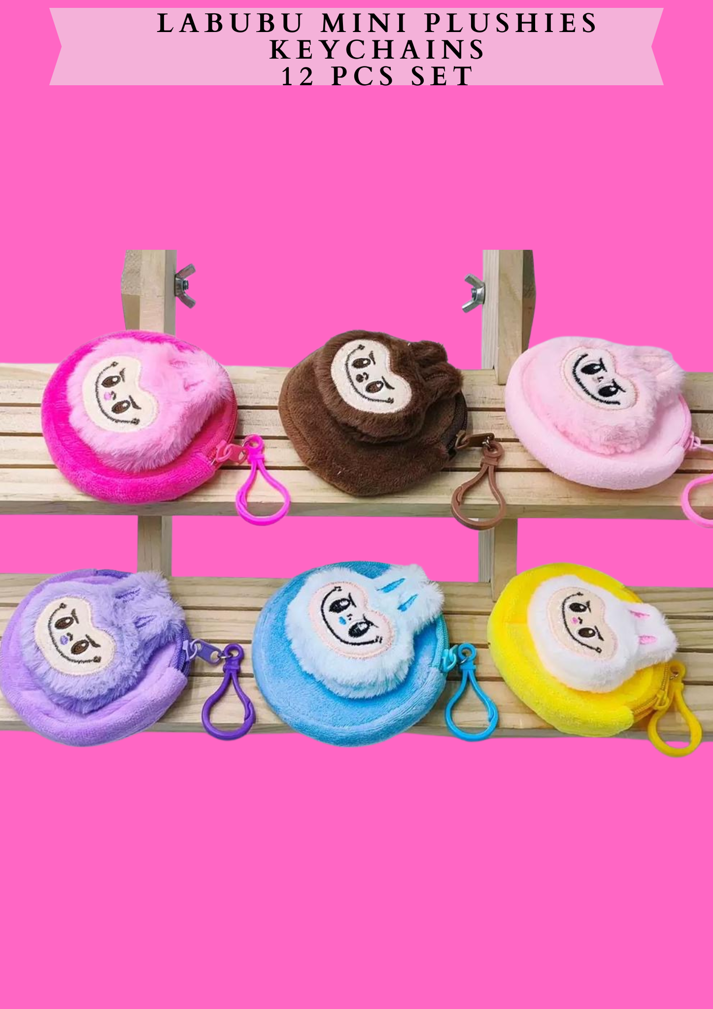 LABU MINI PLUSHIES KEYCHAINS - 12 PCS SET