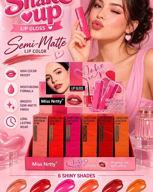 LIP GLOSS  SEMI MATTE MISS NRTTY (24 PCS) (F7002D) (E39)