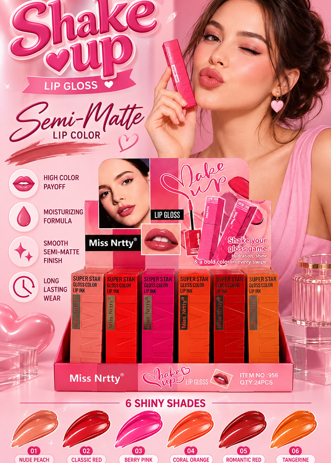 LIP GLOSS  SEMI MATTE MISS NRTTY (24 PCS) (F7002D) (E39)