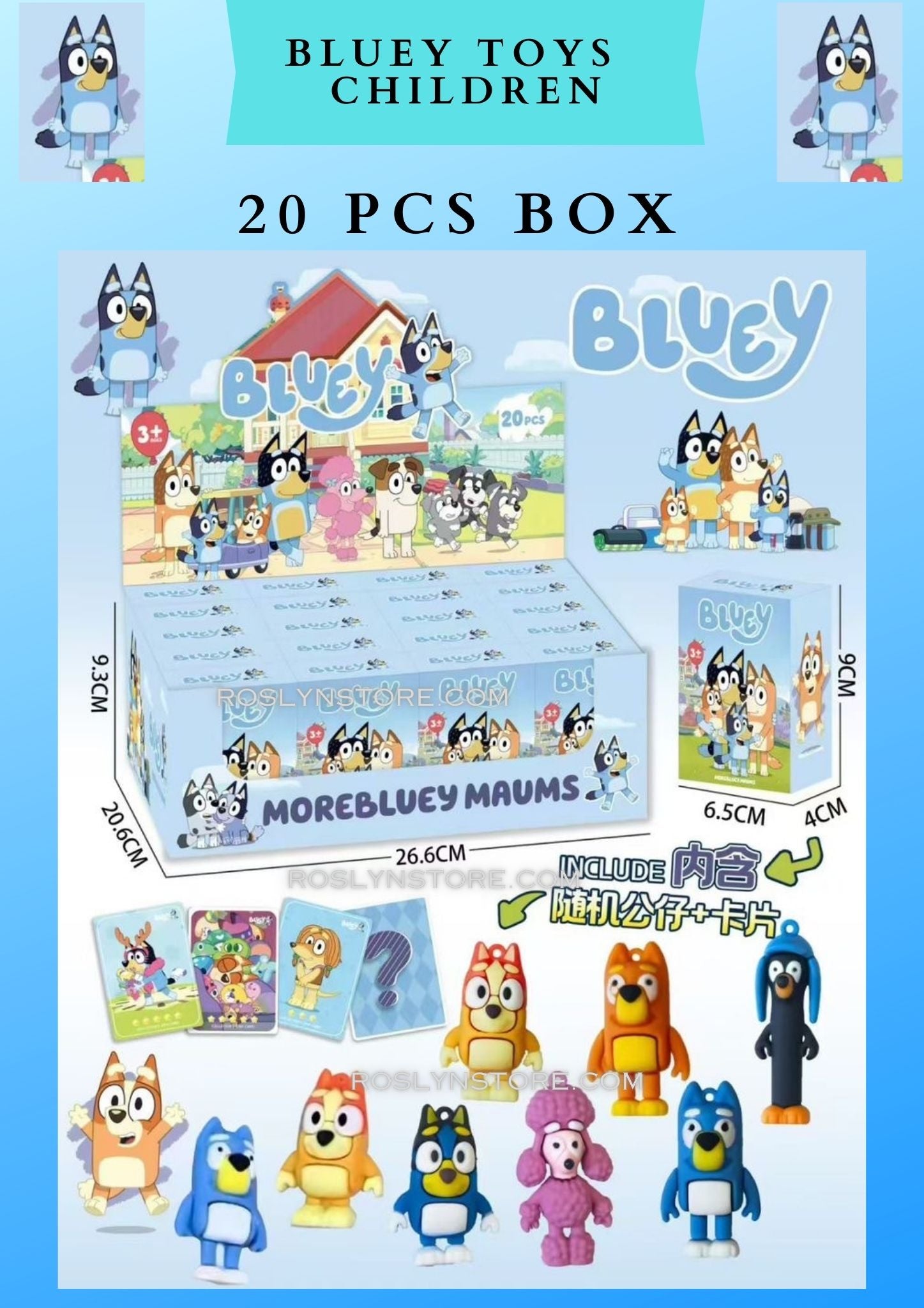 BLUEY TOYS - FOR CHILDREN- 20 pcs box