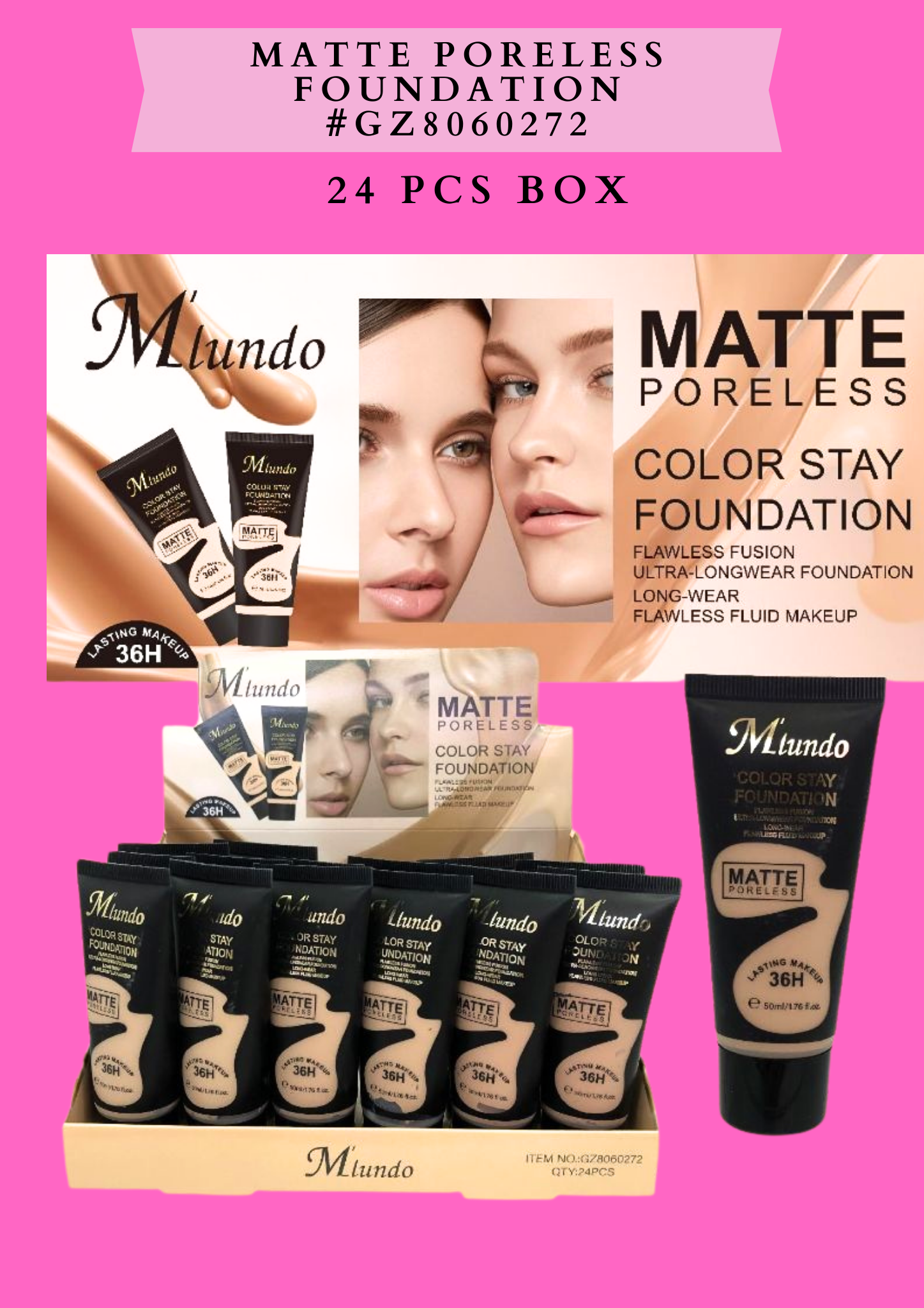 MATTE PORELESS FOUNDATION Mundo ( #GZ8060272) -  24 PCS BOX