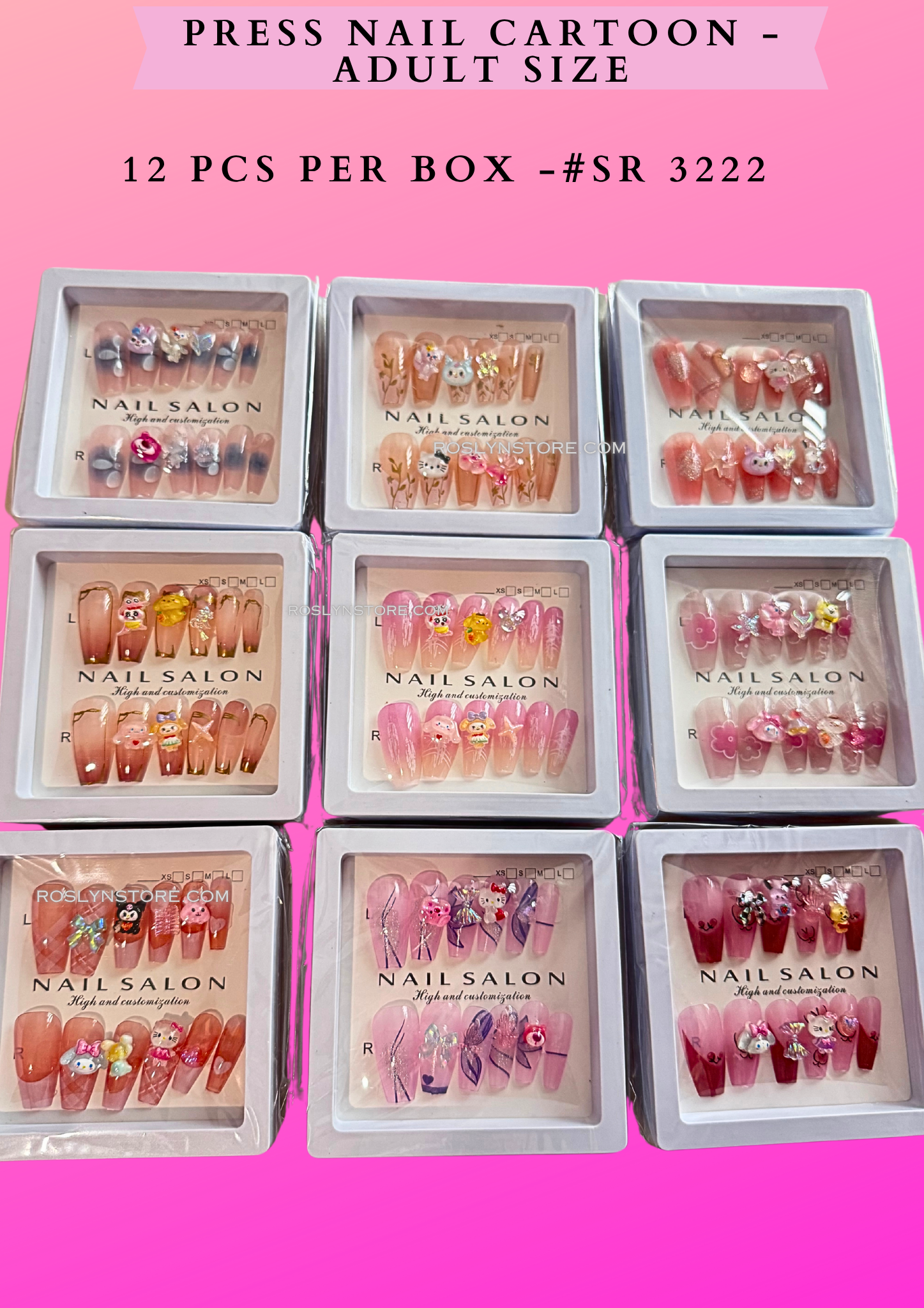 PRESS NAILS-  SANRIO ( 12 pcs in a box)- Adult size