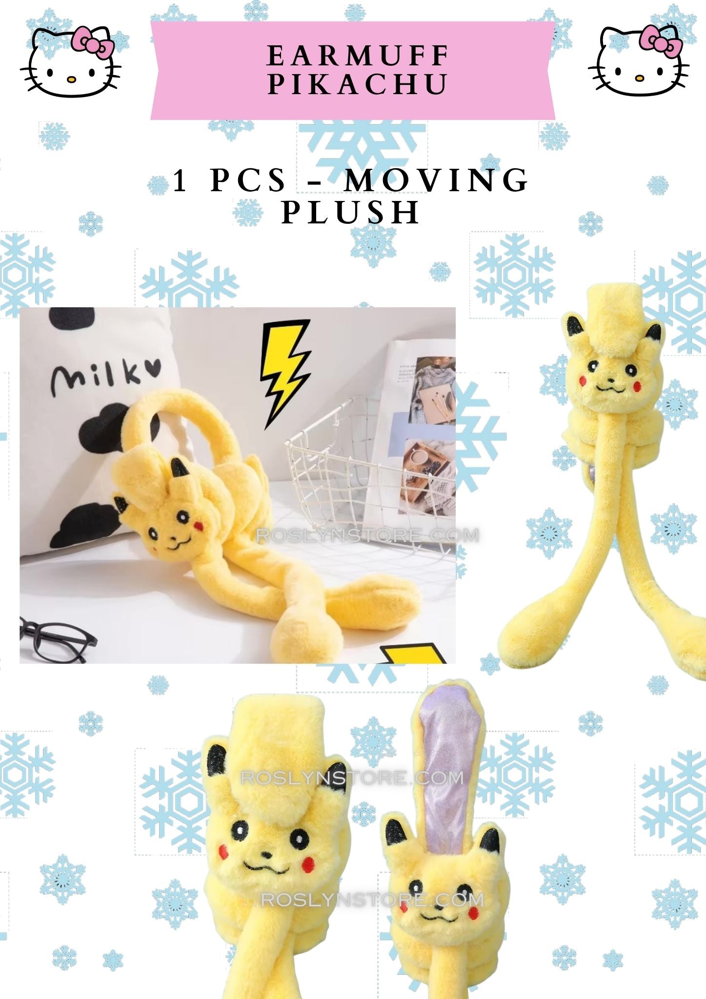 WINTER EARMUFFS- Pikachu - (have a sound when your pressed )