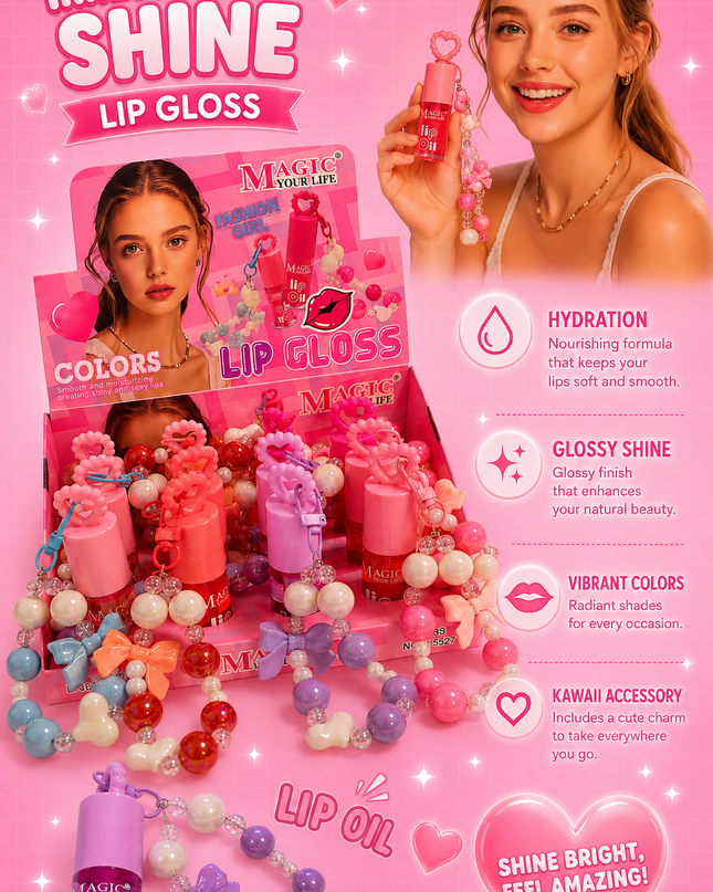 KEYCHAIN LIPGLOSS MAGIC YOUR LIFE MODEL #LC527 -(12 PCS BOX)