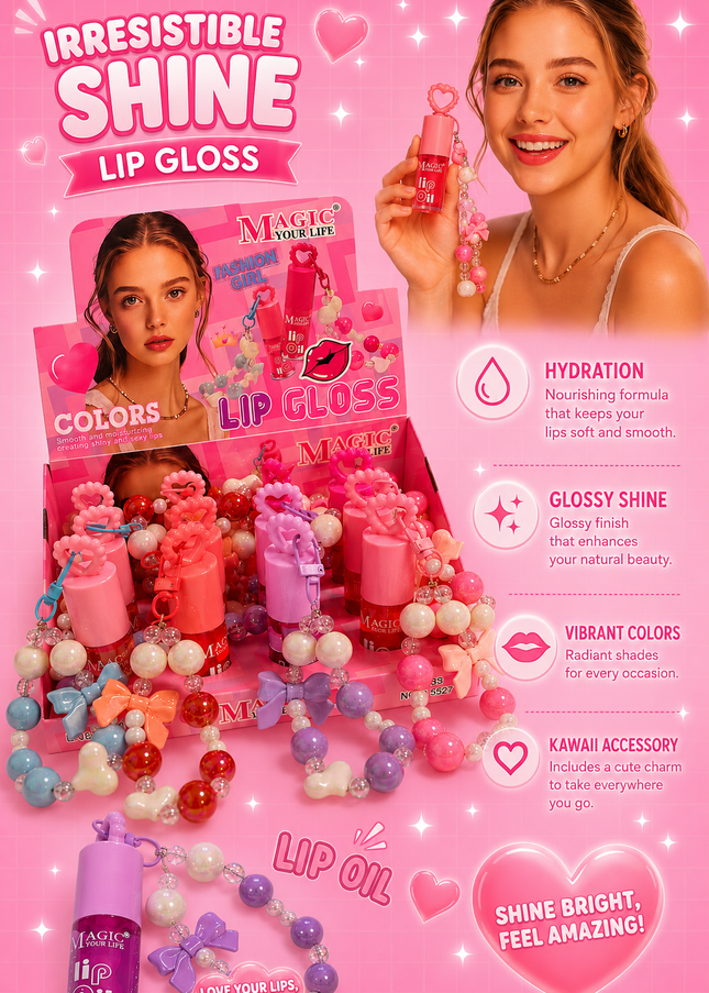 KEYCHAIN LIPGLOSS MAGIC YOUR LIFE MODEL #LC527 -(12 PCS BOX)